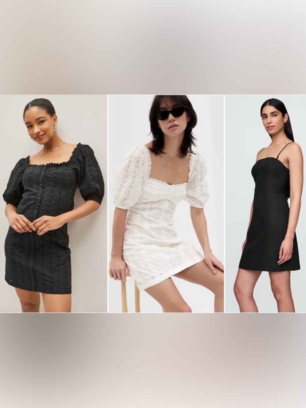 3 set - GAP dresses XXS Black & White Mini Dress - Puff Sleeve and Straps - NWOT